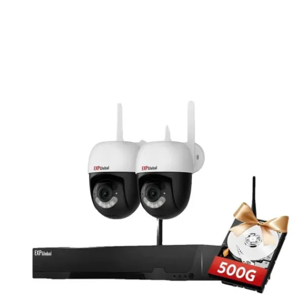 Trådlöst säkerhetskamerasystem, intelligent nattseende, tvåvägsljud,1xNVR 2x3MP PTZ Kamera, 500g, EU Kontakt