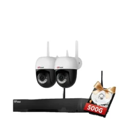 Trådlöst säkerhetskamerasystem, intelligent nattseende, tvåvägsljud,500g, 1xNVR 2x5MP PTZ Kamera, EU Kontakt