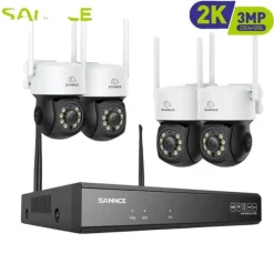 Discount Trådlöst övervakningssystem, nattseende, 16-kanals ingång,3MP 71DC 4St Kamera, 4T Hemlarmsystem