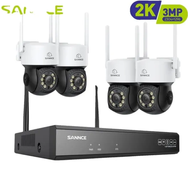 Discount Trådlöst övervakningssystem, nattseende, 16-kanals ingång,3MP 71DC 4St Kamera, 4T Hemlarmsystem
