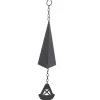 Triangulära Wind Chimes Courtyard Bell Pendel Heminredning Iron Black med hängande ring för trädgård Vinddekoration