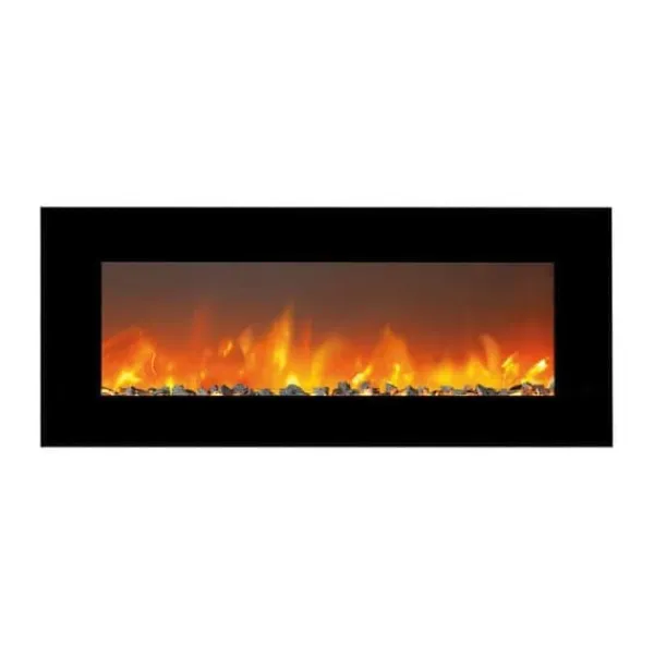 Trivero 130 elektrisk väggspis - Svart glas - 127 cm bred - Appkontroll - Cinewall - 1400 Watt värme