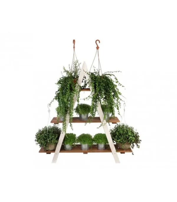 Trälåda 107x101x26 cm - RP/ 3-nivå/ Vit-Brun