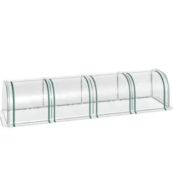 Hot Tunnelväxthus 395x100x80 cm, 4 zip-fönster, stålram, transparent duk Växthus
