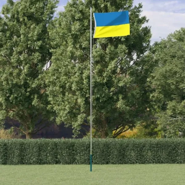 vidaXL Ukrainas flagga med mässingsöljetter 90x150 cm