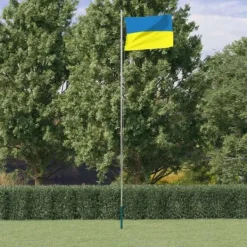 Discount Ukrainas flagga och flaggstång 6,23 m aluminium Flaggor & Vindstrutar