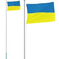 Discount Ukrainas flagga och flaggstång 6,23 m aluminium Flaggor & Vindstrutar
