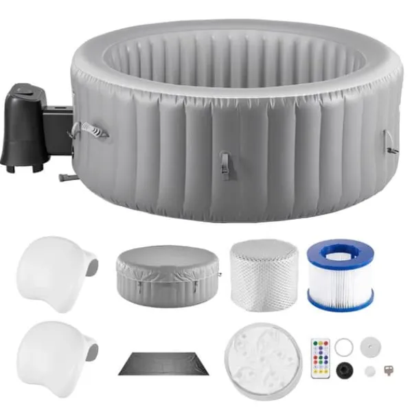 Uppblåsbar Bubbelpool, 6-8 Personer Kapacitet, 2400x660mm, Bärbar Utomhusspa, Lätt att montera