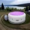 Outlet Uppblåsbar bubbelpool för 4 personer – 108 bubbelstrålar – 158x158cm – Värmer upp till 40°C – UVC-desinfektion – LED-kontroll – Timerfunktion – Inomhu | CDON Spa & Utomhusbad