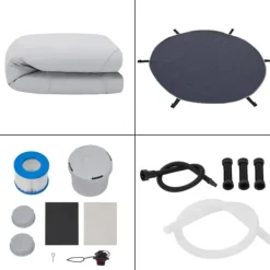 Clearance Uppblåsbart spabad Carbone Ø165x70 cm svart vit [pro.tec] Spa & Utomhusbad