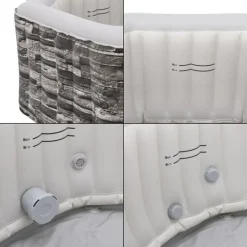 Sale Uppblåsbart spabad Carosino stenkänsla Ø195x70 cm för 5 personer [pro.tec] Spa & Utomhusbad