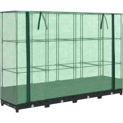 Discount Upphöjd odlingsbädd med växthusöverdrag rottinglook 160x40x123 cm Växthus
