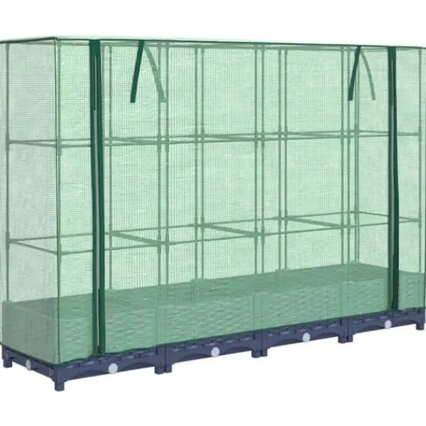 vidaXL Upphöjd odlingsbädd med växthusöverdrag rottinglook 160x40x123 cm
