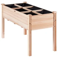 Hot Upphöjd odlingsbädd, 120x58x76 cm, ljus träfärg, trä Planteringsbänkar
