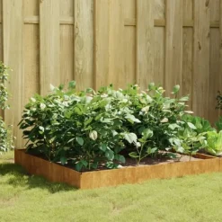 Hot Upphöjd odlingslåda av rosttrögt stål - Planteringslåda för trädgård | Storlek: 100x100x26 cm | Färg: Brun Krukor & Växtbehållare