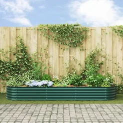 Online Upphöjd odlingslåda Grön 320 x 80 x 44 cm Stål Planteringsbänkar