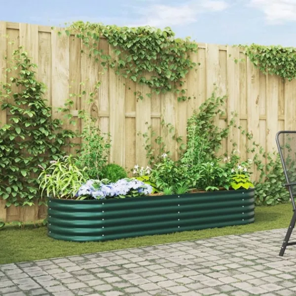 Upphöjd odlingslåda Grön 240 x 80 x 44 cm Stål Planteringsbänkar
