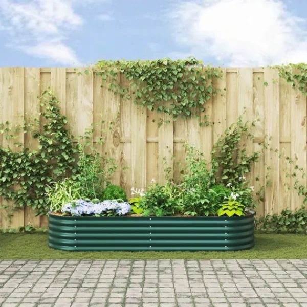 Upphöjd odlingslåda Grön 240 x 80 x 44 cm Stål Planteringsbänkar