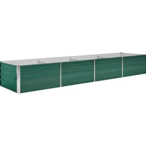 Upphöjd odlingslåda i galvaniserat stål - Trädgårdsbänk | Färg: Grön | Storlek: 320x80x45 cm