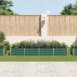 Upphöjd odlingslåda i galvaniserat stål - Trädgårdsbänk | Färg: Grön | Storlek: 320x80x45 cm