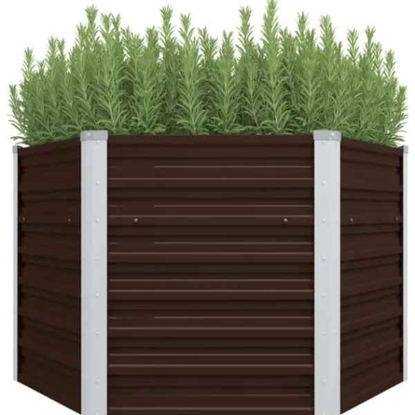 Discount Upphöjd odlingslåda i galvaniserat stål | Färg: Brun | Storlek: 129x129x77 cm Planteringsbänkar