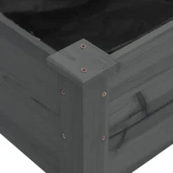 Online Upphöjd odlingslåda i massivt granträ med foder | Storlek: 240x45x25 cm | Färg: Grå Planteringsbänkar