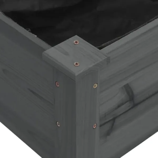 Online Upphöjd odlingslåda i massivt granträ med foder | Storlek: 240x45x25 cm | Färg: Grå Planteringsbänkar