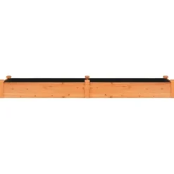 Best Upphöjd odlingslåda i massivt granträ med foder | Storlek: 240x60x25 cm | Färg: Brun Planteringsbänkar