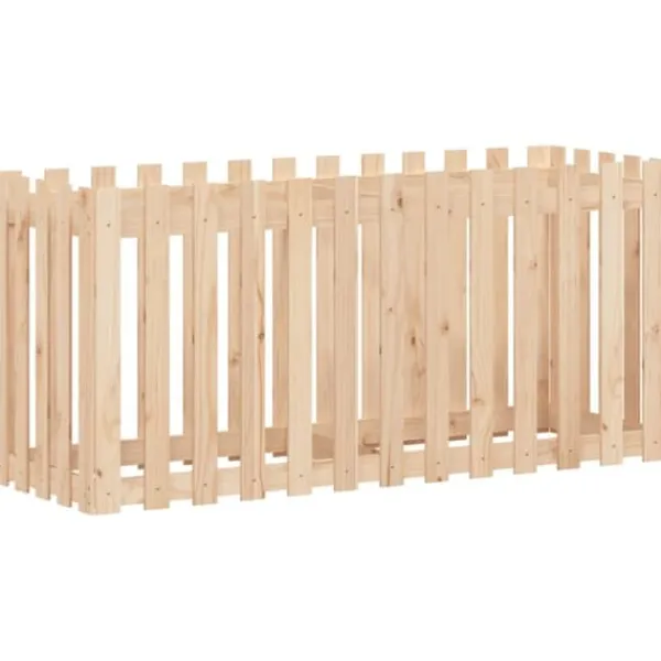 Online Upphöjd odlingslåda i massiv furu med staket-design | Storlek: 150x50x70 cm Planteringsbänkar