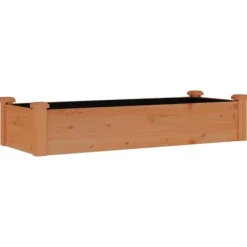 Clearance Upphöjd odlingslåda i massivt granträ med foder | Storlek: 120x45x25 cm | Färg: Brun Planteringsbänkar