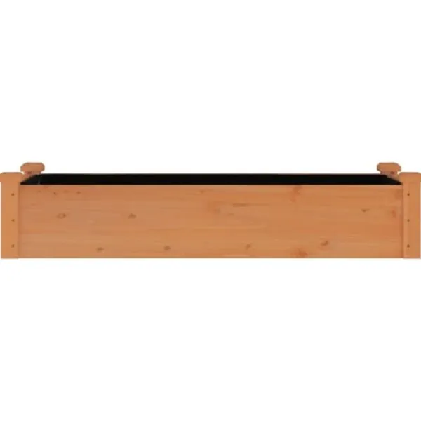 Clearance Upphöjd odlingslåda i massivt granträ med foder | Storlek: 120x45x25 cm | Färg: Brun Planteringsbänkar