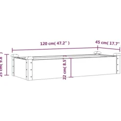 Clearance Upphöjd odlingslåda i massivt granträ med foder | Storlek: 120x45x25 cm | Färg: Brun Planteringsbänkar