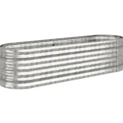 Upphöjd odlingslåda i pulverlackerat stål | Storlek: 152x40x36 cm | Färg: Silver