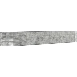 Upphöjd odlingslåda i pulverlackerat stål - Trädgårdsplantering | Färg: Silver | Storlek: 507x100x68 cm