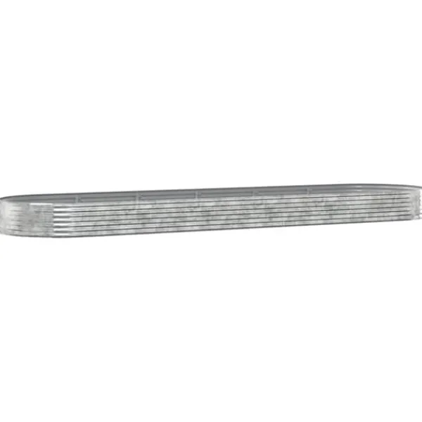 Upphöjd odlingslåda i pulverlackerat stål - Trädgårdsplanterare | Färg: Silver | Storlek: 523x140x36 cm