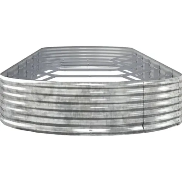 Upphöjd odlingslåda i pulverlackerat stål - Trädgårdsplanterare | Färg: Silver | Storlek: 523x140x36 cm