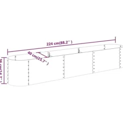 Clearance Upphöjd odlingslåda i pulverlackerat stål | Färg: Antracit | Storlek: 224x40x36 cm Planteringsbänkar