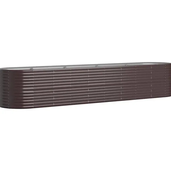New Upphöjd odlingslåda i pulverlackerat stål | Färg: Brun | Storlek: 368x80x68 cm Planteringsbänkar