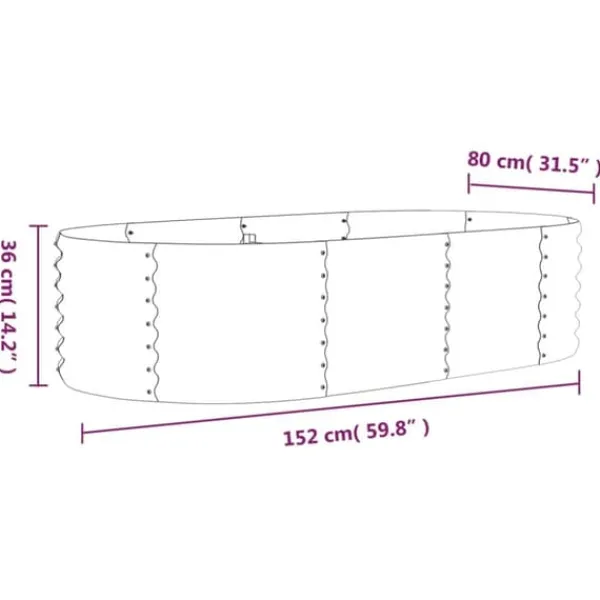 Upphöjd odlingslåda i pulverlackerat stål – Robust och väderbeständig | Färg: Brun | Storlek: 152x80x36 cm