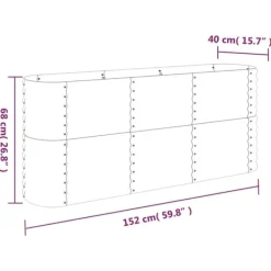 Discount Upphöjd odlingslåda i pulverlackerat stål - Trädgårdsbänk | Färg: Antracit | Storlek: 152x40x68 cm Planteringsbänkar
