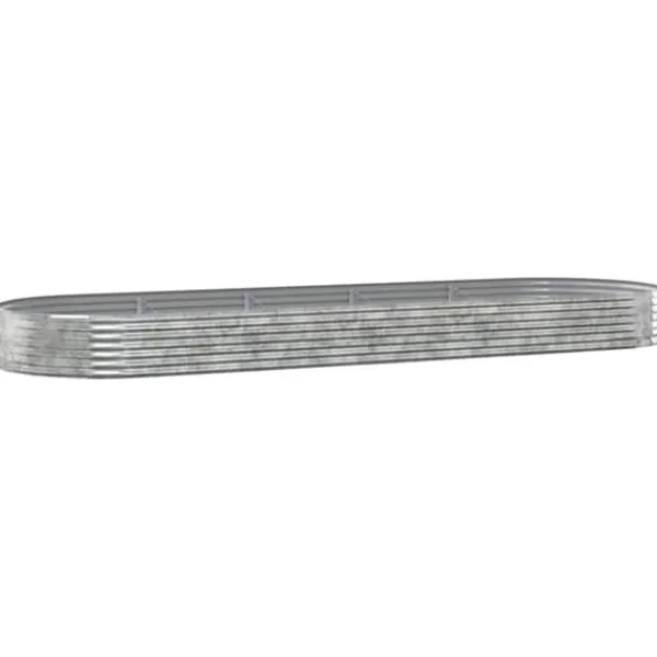 Upphöjd odlingslåda i pulverlackerat stål - Trädgårdsinredning | Färg: Silver | Storlek: 450x140x36 cm