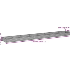 Upphöjd odlingslåda i rosttrögt stål - Hållbar växtlåda | Storlek: 770x100x36 cm | Färg: Brunt