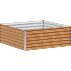 vidaXL Upphöjd odlingslåda Ljusbrun 98 x 100 x 36 cm Galvaniserat Stål