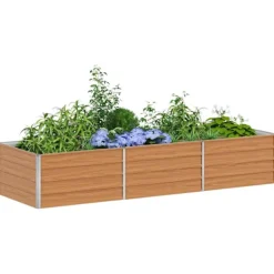 Sale Upphöjd odlingslåda Ljusbrun 240 x 80 x 45 cm Galvaniserat Stål Planteringsbänkar