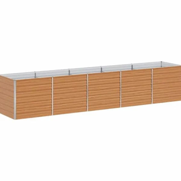 Clearance Upphöjd odlingslåda Ljusbrun 400 x 80 x 77 cm Galvaniserat Stål Planteringsbänkar