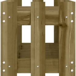 Upphöjd odlingslåda med staket-design i impregnerad furu | Storlek: 150x30x30 cm | Färg: Natur