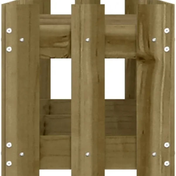 Upphöjd odlingslåda med staket-design i impregnerad furu | Storlek: 150x30x30 cm | Färg: Natur