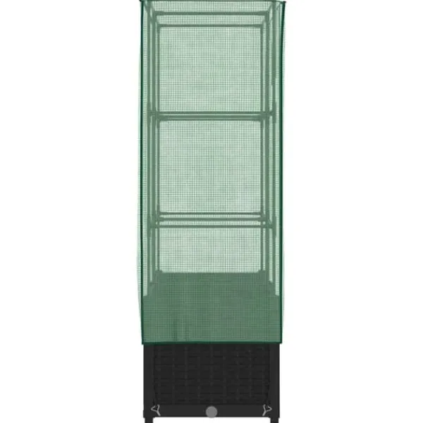 Best Upphöjd odlingslåda med växthusöverdrag i rottinglook | Storlek: 80x40x138 cm Växthus