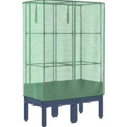 Discount Upphöjd odlingslåda med växthusöverdrag i rottinglook | Storlek: 80x40x140 cm Växthus