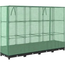 Upphöjd odlingslåda med växthusöverdrag - Rottinglook | Storlek: 160x40x123 cm Växthus